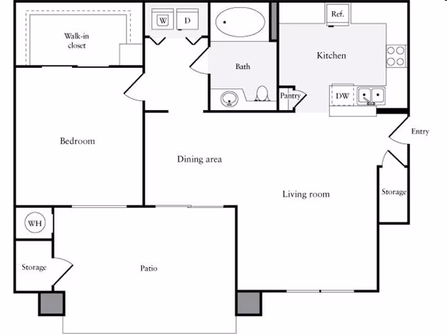 1 Bedroom 1 Bathroom 10204 floor plan
